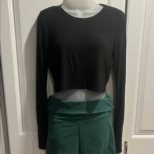 Offline by Aerie Black Long Sleeve Crop Top